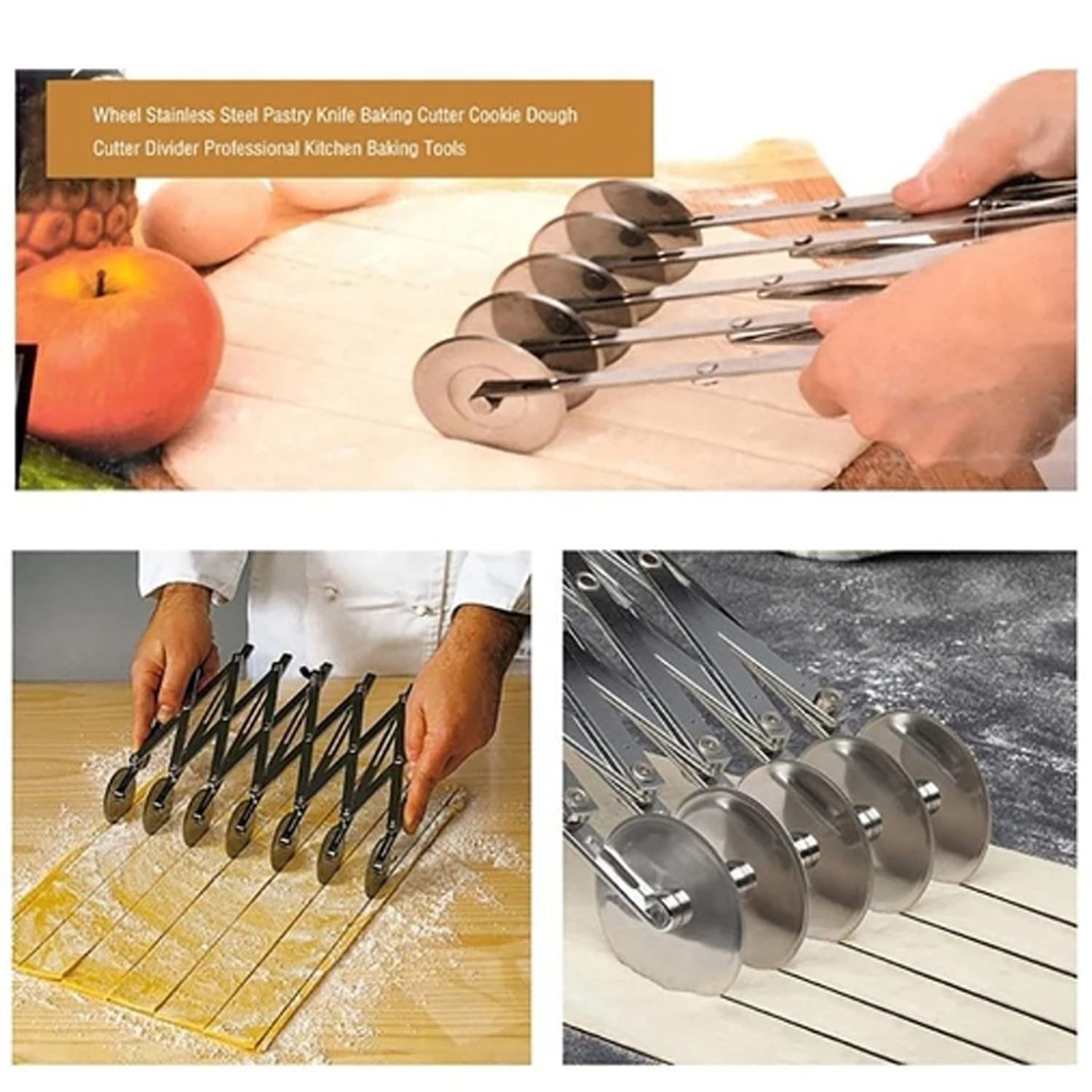 Acciaio Inox Tagliapizza a 7 Ruote, Tagliapasta Tagliapizza,per