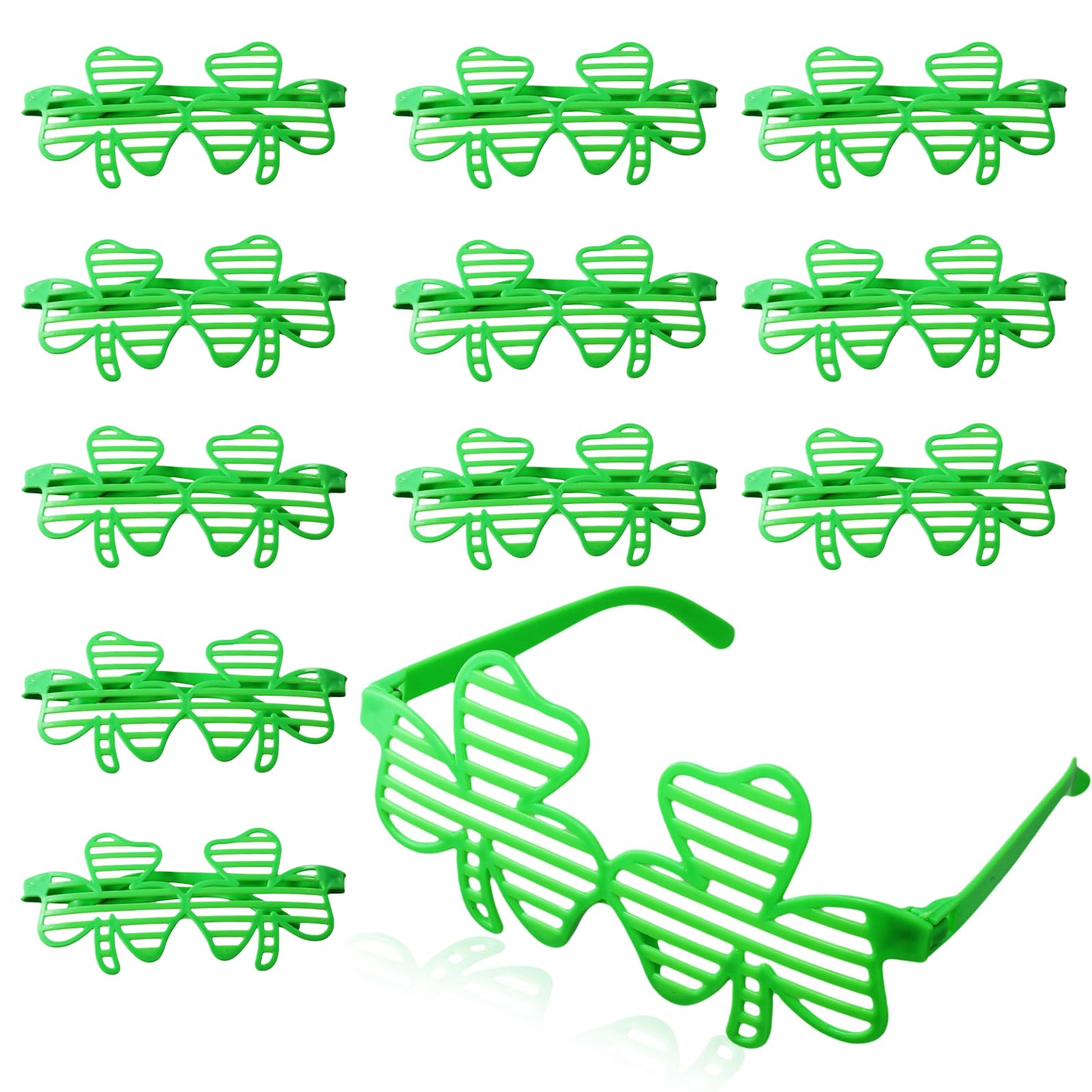 Aifrymne 12 works of St. Patrick's Day Shamrock Glasses, Green Eyeglasses for Party Favors St. Patrick's Day Decorations