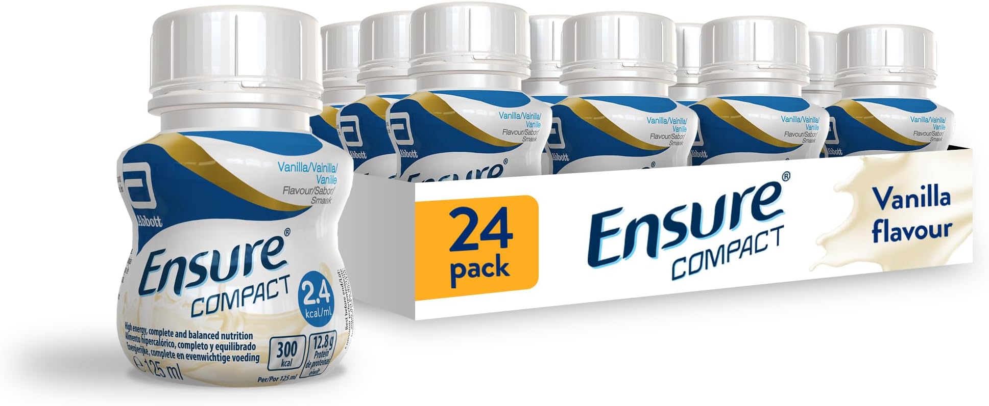 Ensure Compact, nutritional supplement drink, vanilla flavour, contains protein, vitamins and minerals (24 x 125ml bottles)