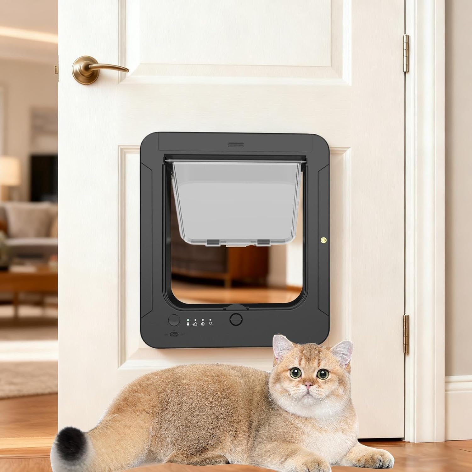 マイクロチップ ペットドア | リモコンと2つのセンサー首輪付きスマートペットドア | 入室制御キャットゲート - 屋内屋外 ウェイ