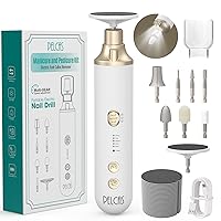 Vista 1 de PELCAS Taladro de uñas inalámbrico 8 en 1, lima de uñas eléctrico de 5 velocidades, kit de manicura y pedicura con luz LED, removedor eléctrico