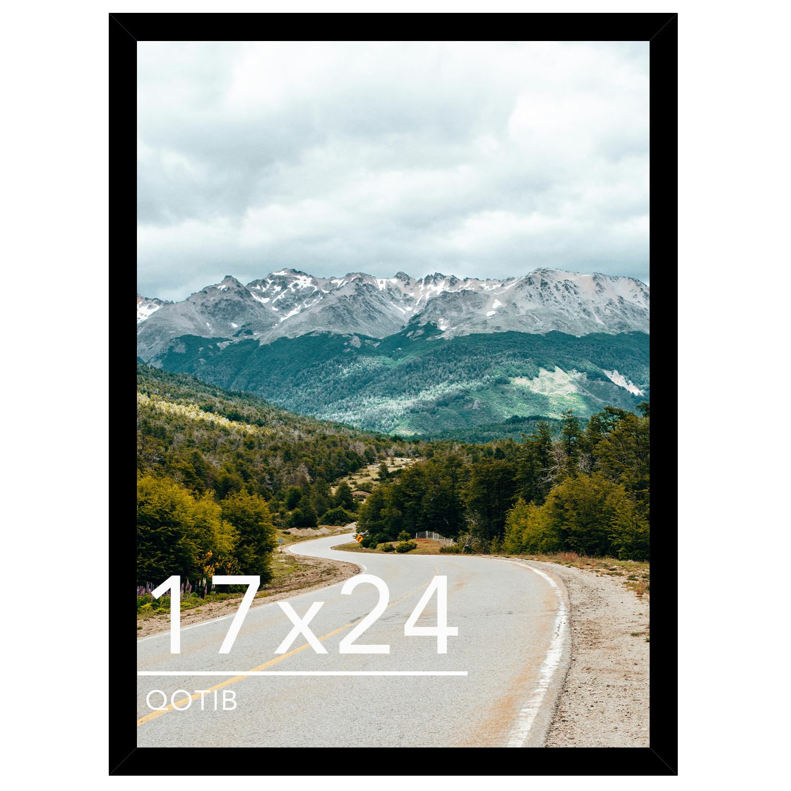 QOTIB Wood 17x24 Picture Frame Black for Wall Hanging, 17 x 24 Frame Photo Frame for Wall Horizontally or Vertically, Black, 1 Pack