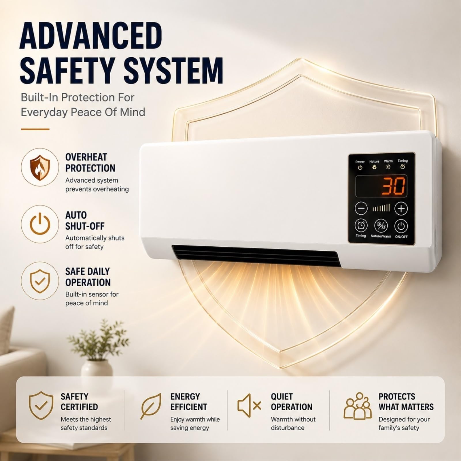 Ventilador y Aire Acondicionado de Pared Portátil 2 en 1 (Sistema de Calefacción y Refrigeración), Unidad Combinada Inteligente con Pantalla LED y Control Remoto; Mini Enfriador Silencioso