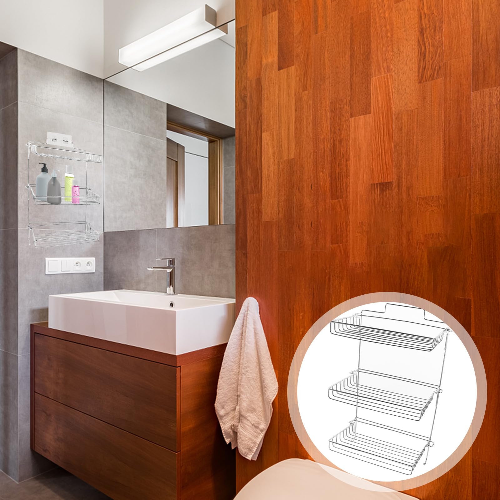 Estantería Plegable de Pared para Baño sin Taladro Organizador de Acero Inoxidable con Diseño Ventilado y Drenaje Rápido Repisa Segura y Resistente para Productos de Higiene