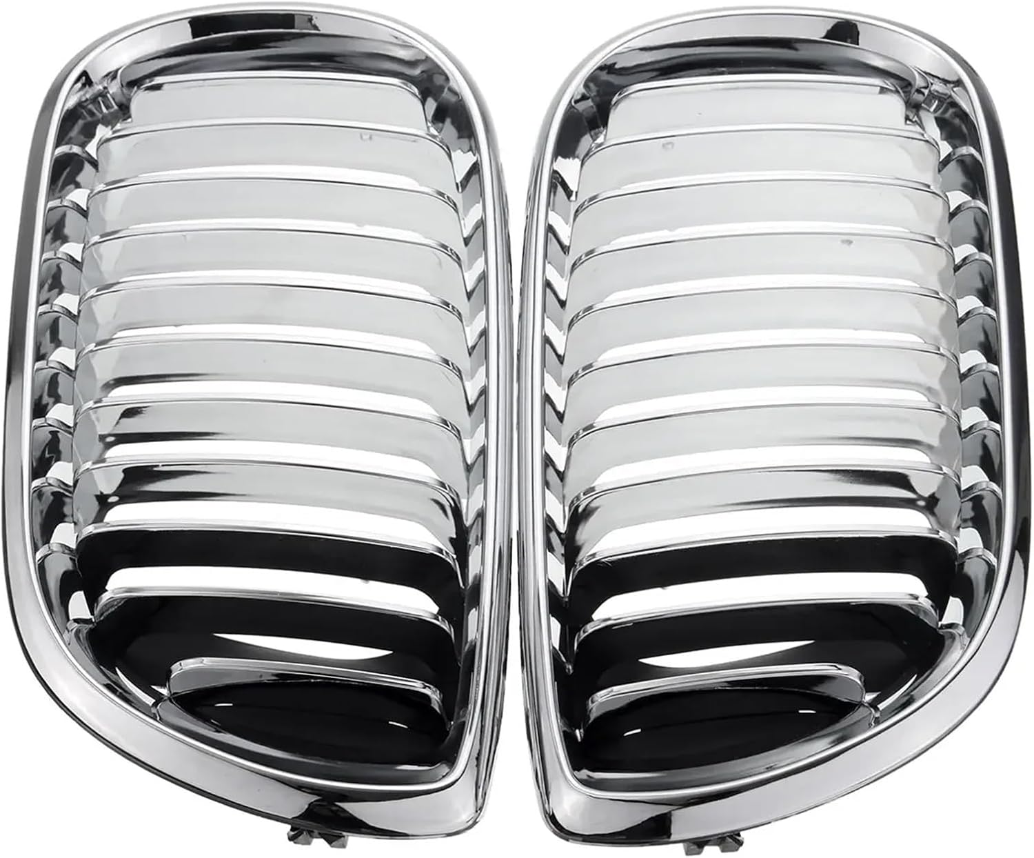 Pair Chrome Front Bumper Kidney Grill Compatible with E46 4 Door Sedan 320i 325i 325Xi 330i Facelift 2002-2005 Front Hood Grille Grill(Chrome W Black)
