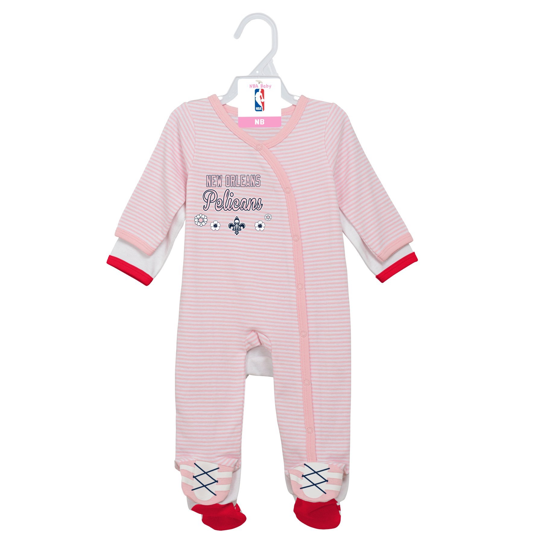 Outerstuff NBA New Orleans Pelicans Newborn 2nd Half 2 Piece Coverall Set, 0-3 Months, Light Pink