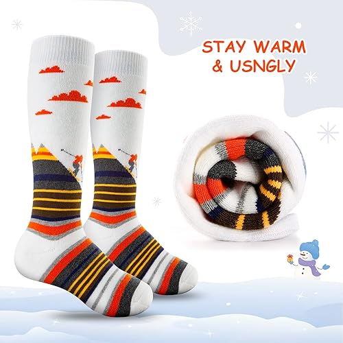 Miniatura 2 de Cimkiz Calcetines de esquí para niños, cálidos calcetines térmicos para nieve, esquí, snowboard, patinaje para niños y niñas, 2 pares3 pares