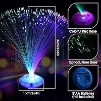 Vista 2 de Retisee 24 lámparas de fibra óptica, multicolores para centros de mesa, luces ópticas alimentadas con base de cono, cristales iluminados