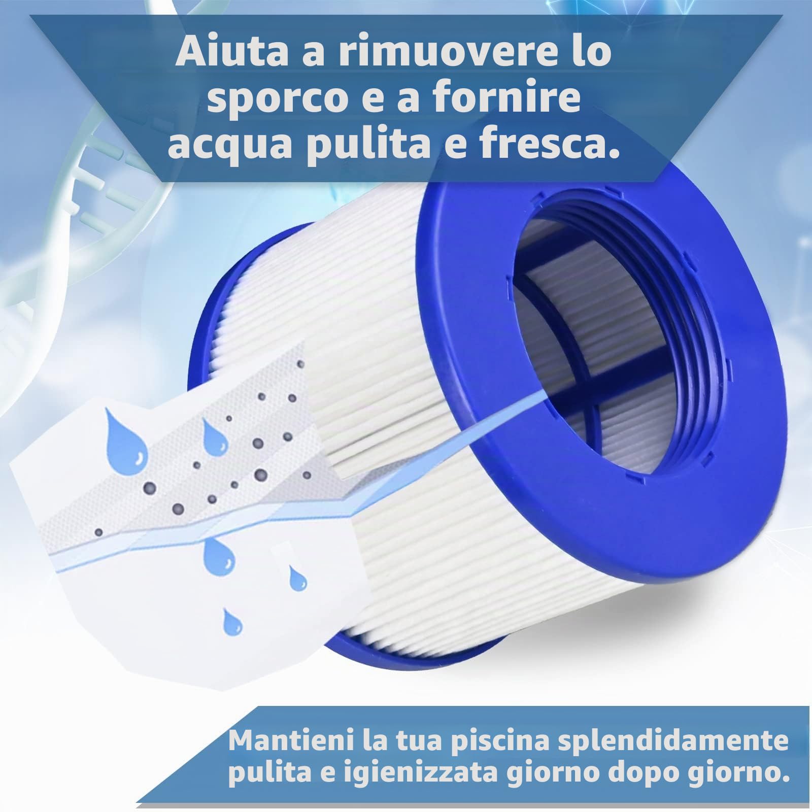 Filtro per Spa Gonfiabile, Infinite Spa, Cartuccia filtrante per Clever Spa, 75 x 100 mm, Altezza 75 mm, Filtro per Aquaparx (8 Pezzi)