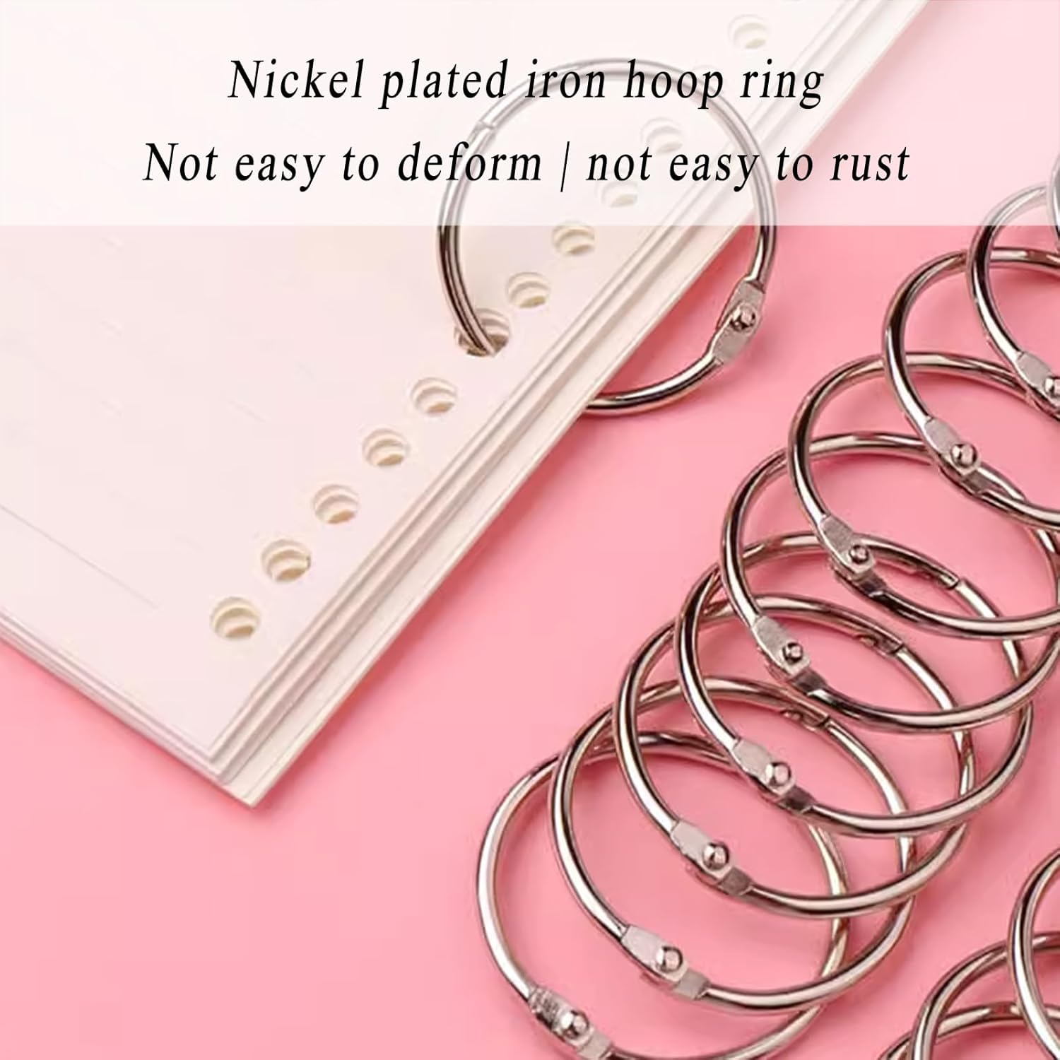 100個 メタルルーズリーフバインダーリング 内径20mm/25mm バインダークリップ リングバインダー DIY 学校 オフィス