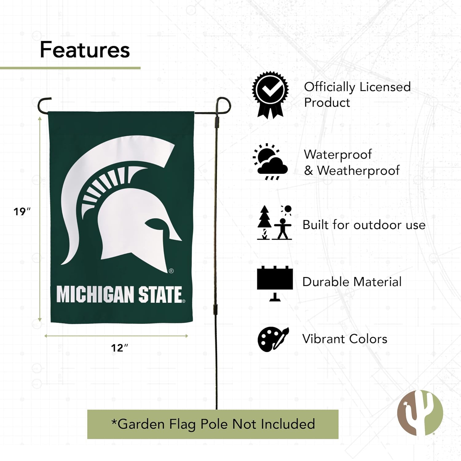 Desert Cactus Michigan State University MSU Garden Flag – 19 x 12 inch Michigan State Spartans Banner, For Outdoor Display and Events (Design K) - Image 4
