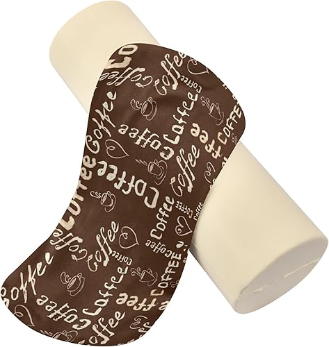 Miniatura 4 de JUNZAN Almohada de rodilla con corazones de café marrón y tazas de café, almohada para piernas, almohada decorativa para el cuello, almohada redonda