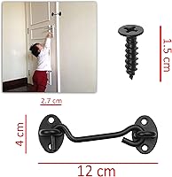 Vista 6 de Kare & Kind Pestillo de gancho y ojo (4 pulgadas), con tornillos de montaje, cerraduras resistentes para puertas, puertas, graneros, baños, cabinas