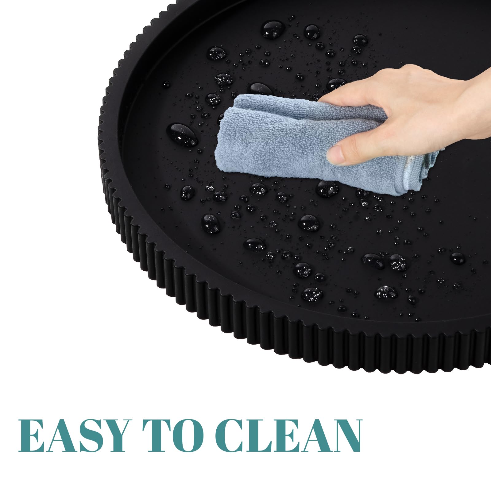 Silicone Bathroom Tray - Black Perfume Organizer -4