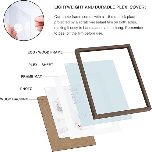 Vista 63 de Marco de fotos de 5 x 7, marco de 5 x 7 pulgadas, marco de 4 x 6 pulgadas, acabado de chapa de madera, marco de fotos de 5 x 7 pulgadas con paspartú