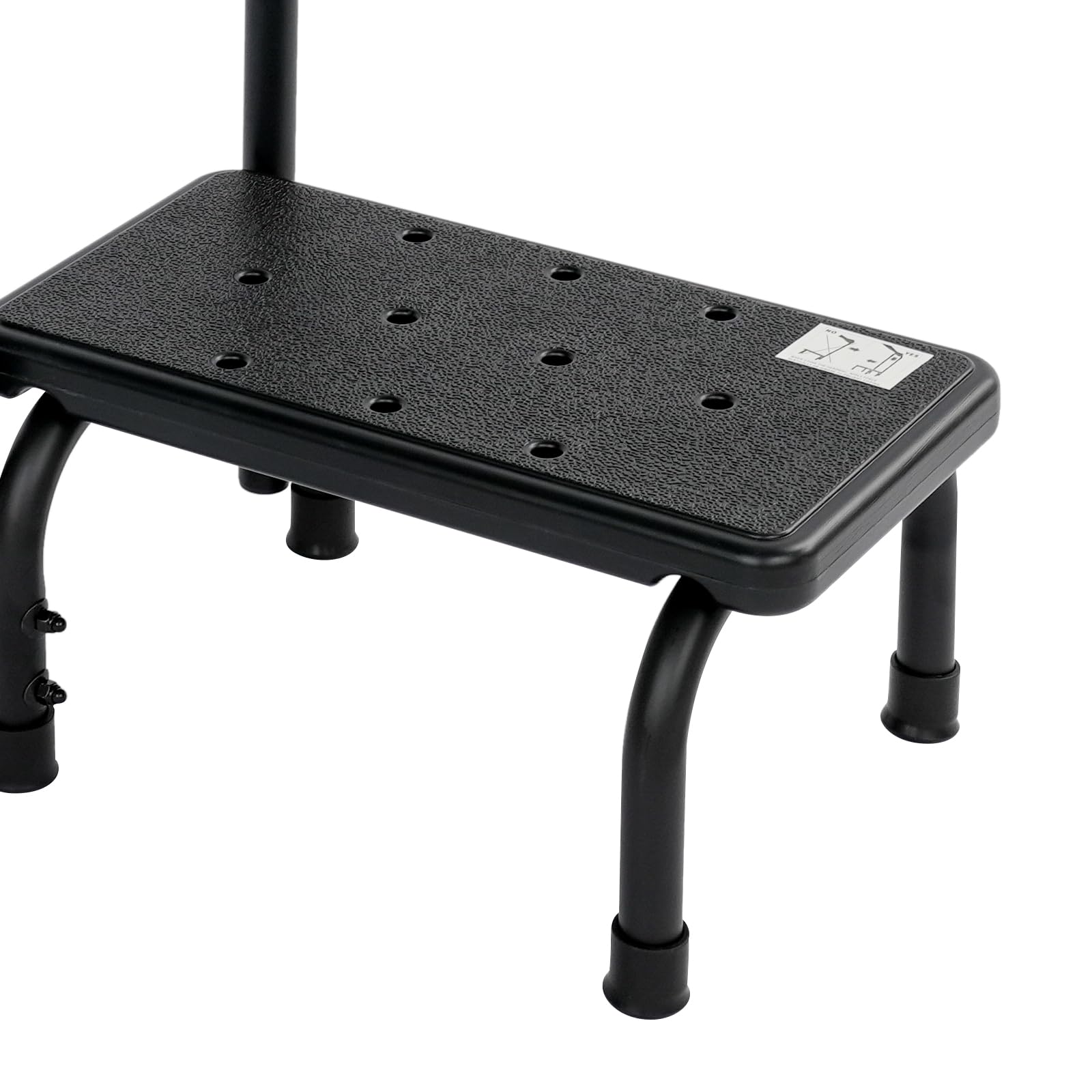 Haushaltstritt rutschfest Tritthocker Trittstufe mit höhenverstellbarem Griff Badewannenstufe Fußhocker Tragkraft 136kg für Küchen, Bädern, Schlafzimmern, Garagen (schwarz)