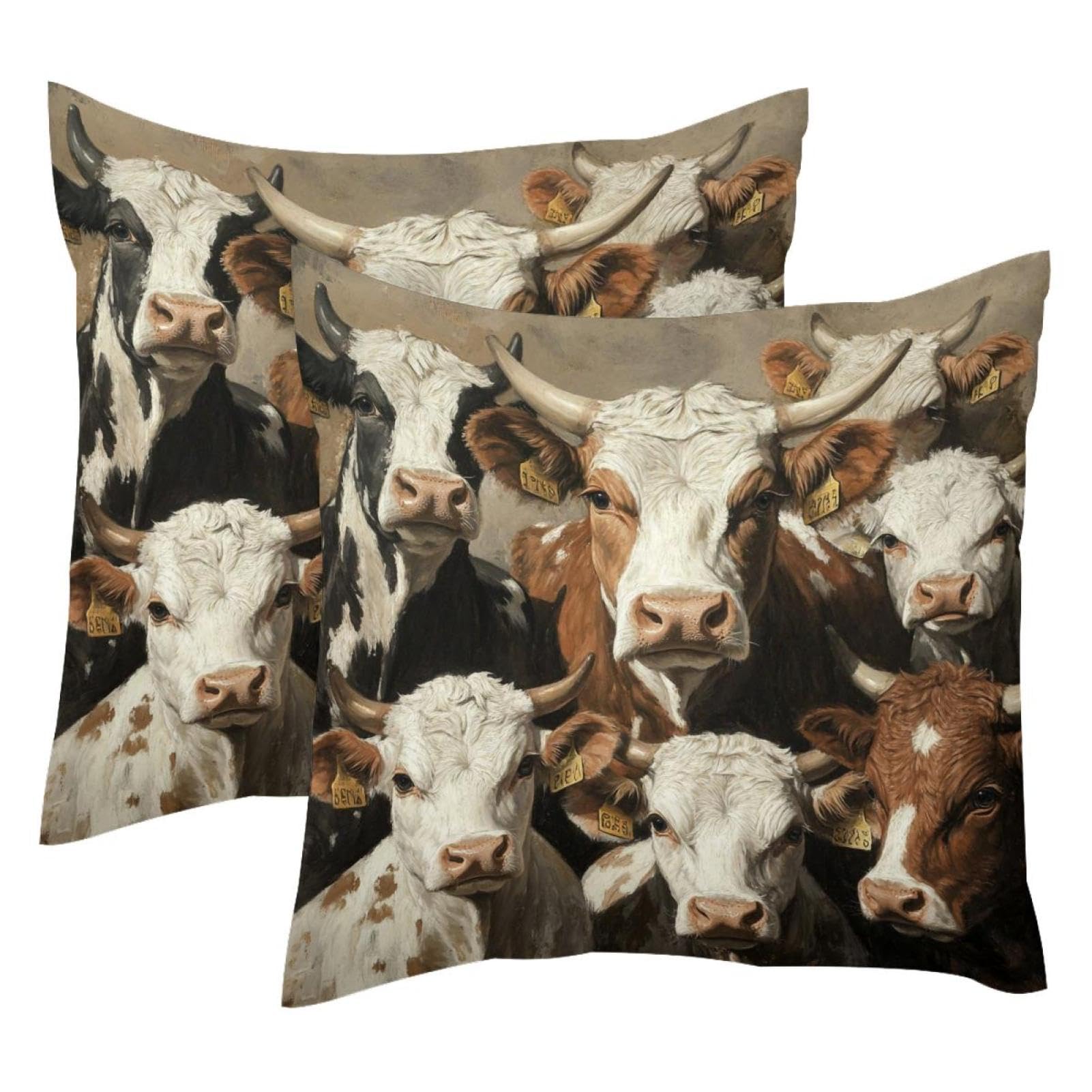 Housses de coussin en velours motif vache 50x50 cm pour salon cocooning