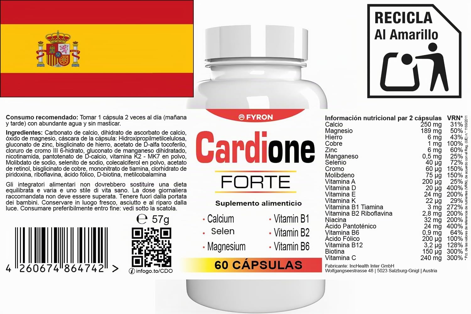 Cardione Forte - 180 Kapseln (3x60 Kapseln), 3er Pack