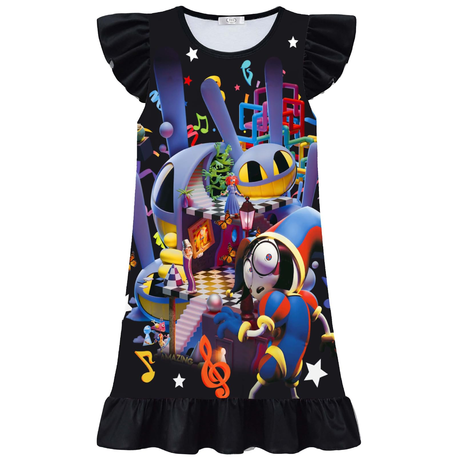 Amazing Circus Dress for Girls Pomni Dress Pomni Costume Circus Character Prints Dresses Joker Adventure Cartoon Anime Fancy Dress Outfit for Halloween Carnival Parties Festival Comedy Events