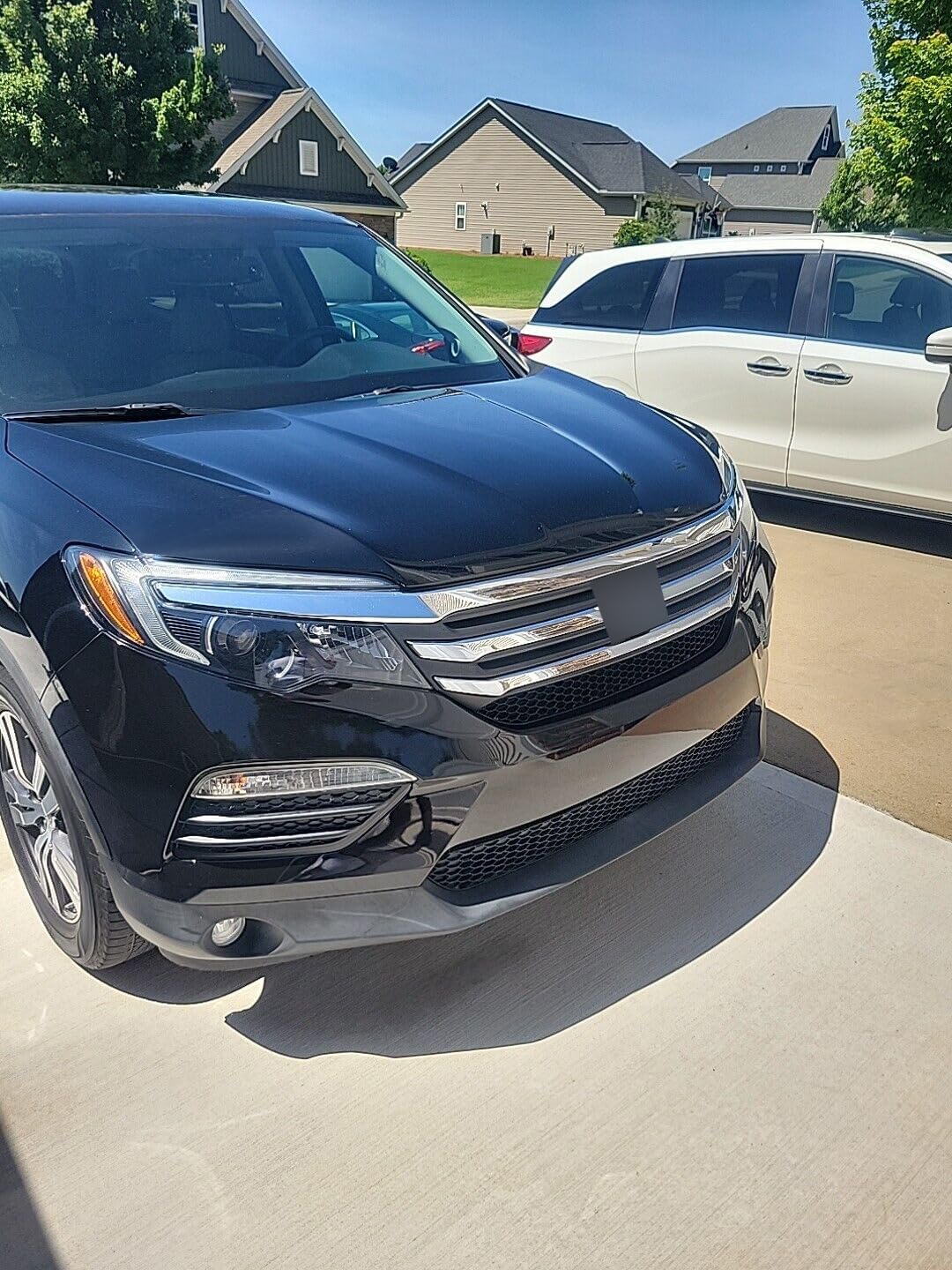 HECASA Front Upper Grille Compatible with 2016-2018 Honda Pilot W/Chrome Trim Molding Mesh Bumper Grill Replacement for HO1200227