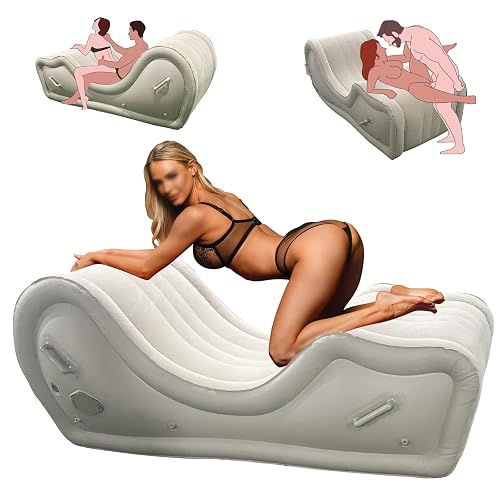 Automatic Inflatable Sex Sofa for G Spot Position Aid, Sex Furniture Sex Bondage Chair with Built-in Air Pump Adult Sex Toys Sex Cushion for Women Men Sexual Pleasure - White