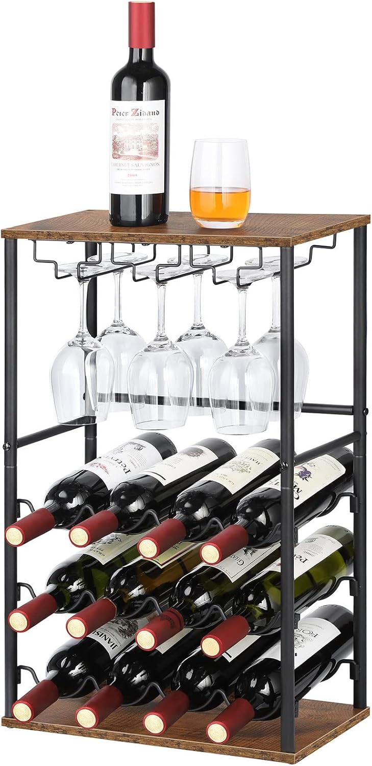 Wood Wine Rack, Countertop Wine Bar Rack, Wine Bar with