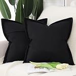 MADIZZ Set of 2 Polyester Linen Throw Pillow Covers with Broad Edge Soft Boho Decorative Pillow Cases for Sofa Bedroom Modern Pillow Shell 16x16 Inch Yellow
