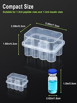 Peptide Case for Fridge, 3ml Vial Holder 10-Slot Insulin & Peptide Storage Case for 1-3ml Vials, Insulin Cooler Travel Case TSA Approved Vial Storage Case for Diabetic Organizer, GLP-1