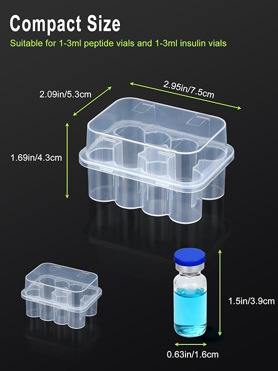 Peptide Case for Fridge, 3ml Vial Holder 10-Slot Insulin & Peptide Storage Case for 1-3ml Vials, Insulin Cooler Travel Case TSA Approved Vial Storage Case for Diabetic Organizer, GLP-1