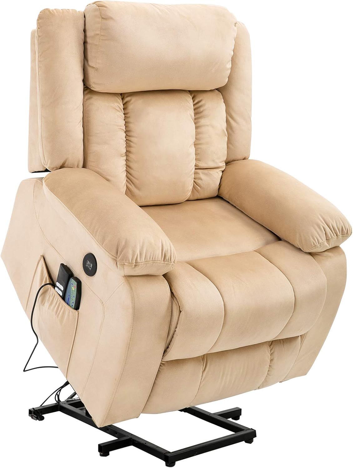 Mecor Lift Recliner Chair Power Lift Chair for Elderly with Adjustable Headrest Massage Recliner Chair with Heating System for Living Room (Beige)