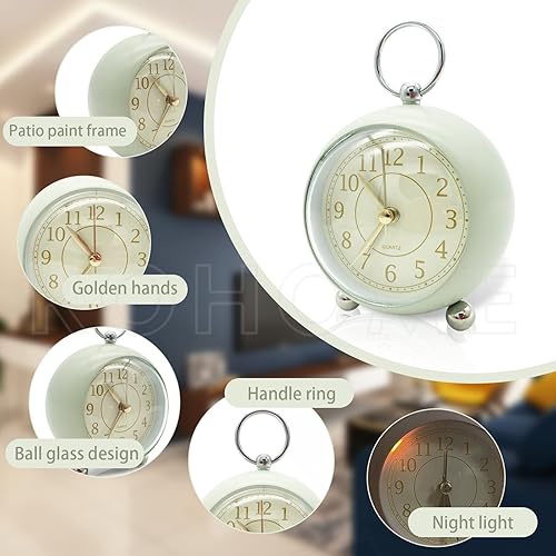 Miniatura 4 de Reloj despertador analógico, reloj decorativo de escritorio para estantes, dormitorio, encimera de cocina, reloj sin tictac para niños, profesores,