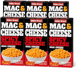 Golden Breeze Spicy Mac & Cheese, 7.05 oz Boxes, Pack of 6 – Creamy Spicy Macaroni Pasta Dinner