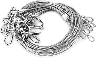 QWORK 20-Pack Stage Lighting Safety Security Cables, 27.5" Stainless Steel Wire with 44lb Capacity, Flexible Safety Rope for Party Lights, DJ Light, and Moving Head Lighting