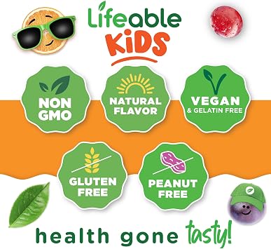 Lifeable Kids Vitamin D3 K2 Gummies | 500iu D3 and K2 100mcg | Great Tasting D3 and K2 Supplements | for Bone Health and Immunity | VIT D3 K2 for Kids | 60 Gummies