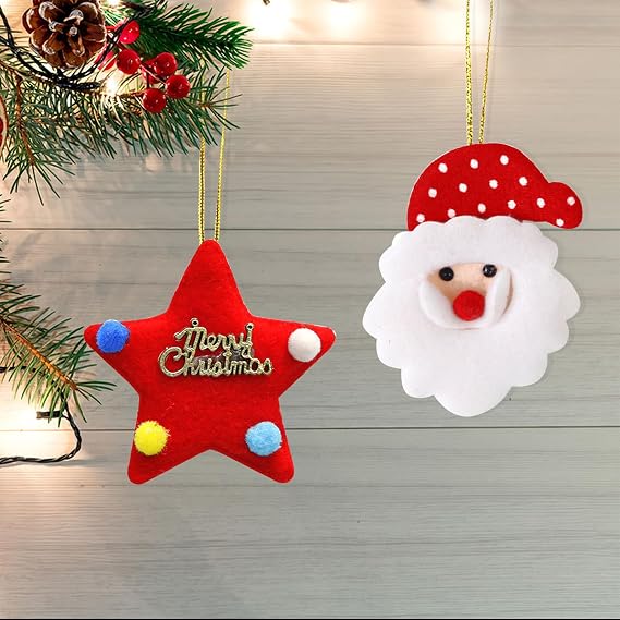 5 Nuozme Christmas Tree Decorations, Christmas Plush Ornaments, Reindeer Santa Claus Tree Pendants, Star Snowman Christmas Ornaments, Christmas Tree Hanging Decorations