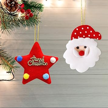 5 Nuozme Christmas Tree Decorations, Christmas Plush Ornaments, Reindeer Santa Claus Tree Pendants, Star Snowman Christmas Ornaments, Christmas Tree Hanging Decorations