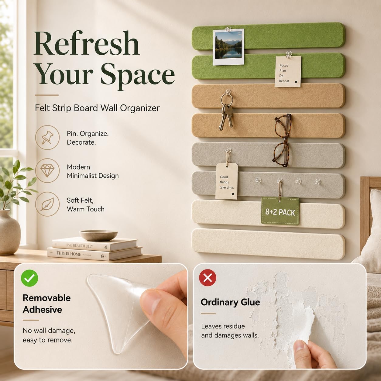 Felt Bulletin Board Strips 10Pcs 13"x2",Small Cork Board Strips image 3