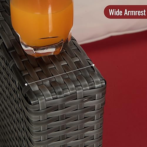 Miniatura 9 de Quarte Juegos de muebles de patio de 4 piezas, juegos de sofá seccional de mimbre de ratán de polietileno para exteriores con acolchado y almohada,