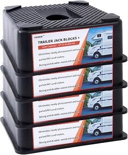 Trailer Jack Blocks 4 Pack Heavy Duty RV Jack Blocks Up to 16,000 lbs Jack Blocks for RV Camper,Jack Stabilizer Pads for Travel Trailers, Boat, Truck, Leveling Support for Easy Setup and Parking