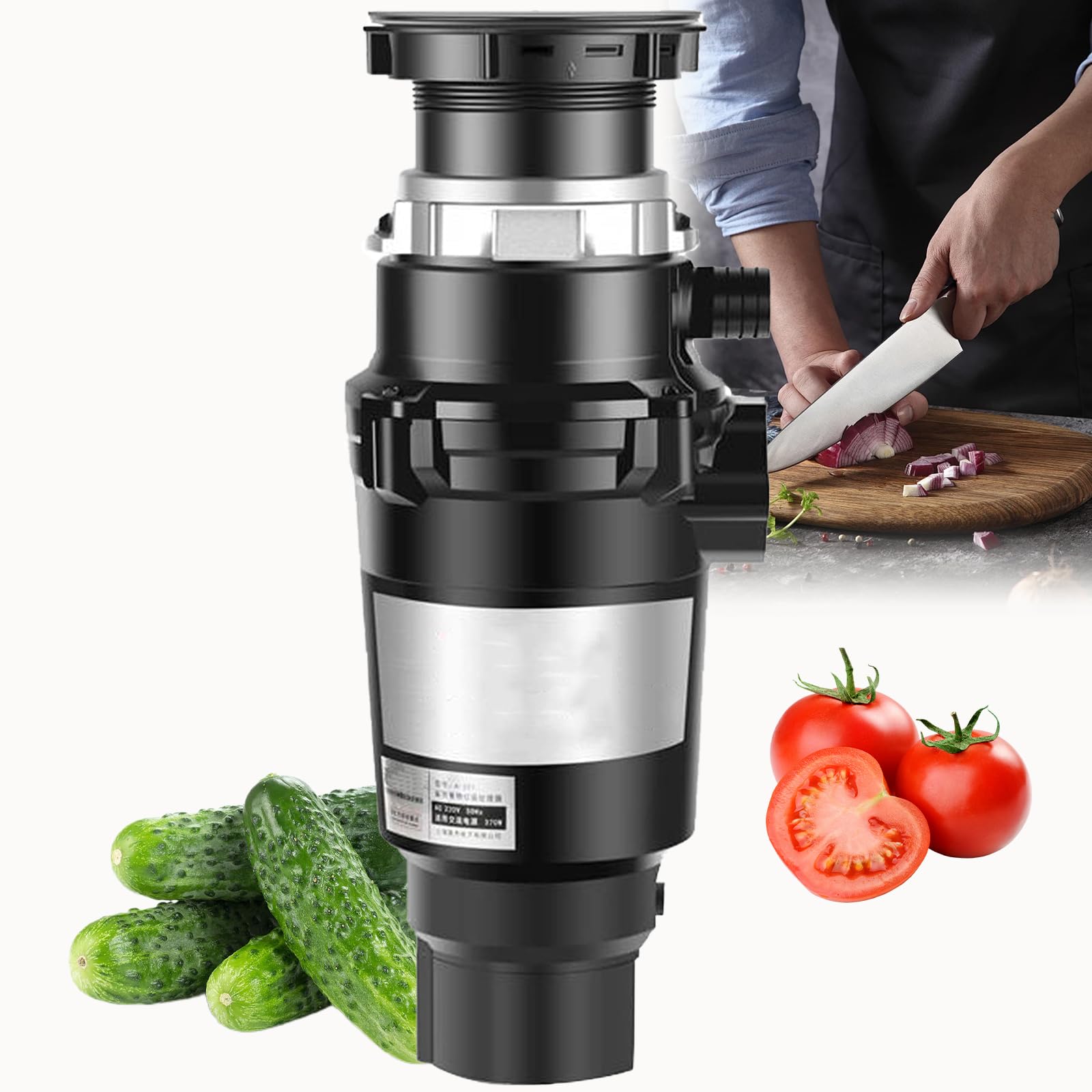 Triturador de residuos de alimentos, triturador de basura de cocina, sistema de molinillo de acero inoxidable para fregadero de cocina con interruptor de aire, molinillo de alcantarillado doméstico