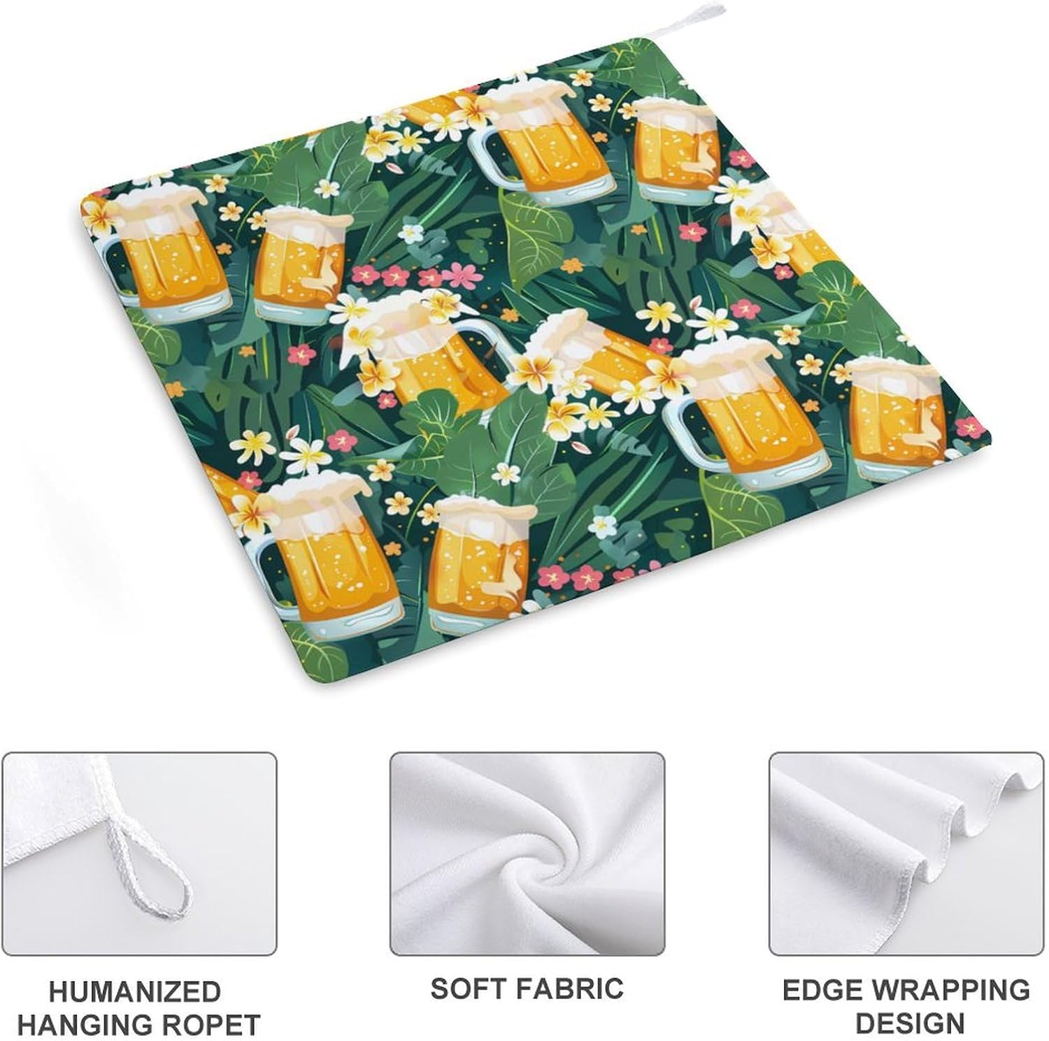 Leaf Beer Hand Towels for Bathroom Kitchen Towels Small Towel Handkerchiefs with Hanging Loop 4PCS