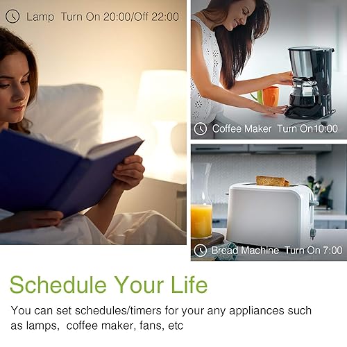 Miniatura 4 de GHome Smart Enchufe pequeño, enchufe inteligente WiFi compatible con Alexa y Google Home, salida de temporizador con control de aplicación, enchufes