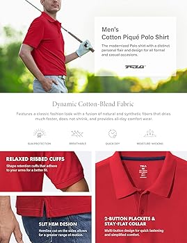 TSLA Men's Cotton Pique Polo Shirts, Classic Fit Short