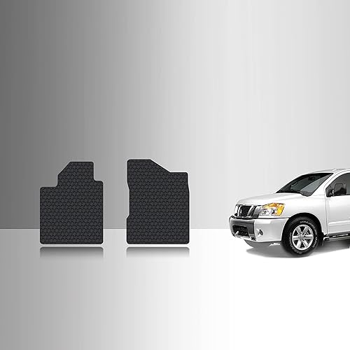 TOUGHPRO Accesorios de alfombrillas (juego de fila delantera) para Nissan Titan (Crew Cab) (fabricado en Estados Unidos) de goma negra 2004 2005