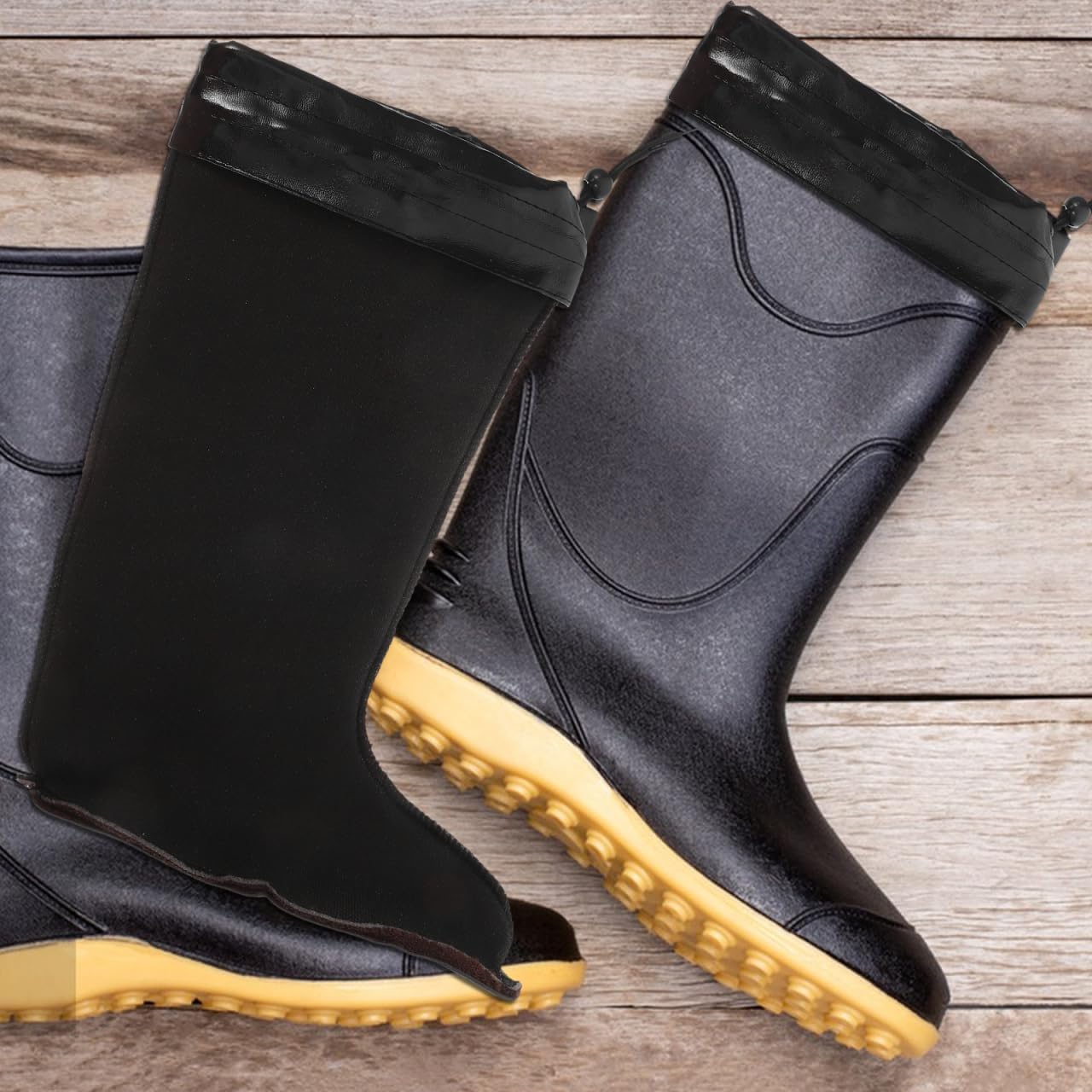 Hemobllo Rain Boot Liners for Men Insulated Boot Socks Lining Socks with Waterproof Nonslip Protection Winter Warmth Cozy Inner Liner for Cold Weather Rain Boots 11.81X9.84X3.34 in