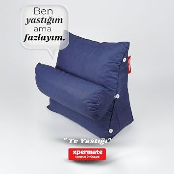 Xpermate Sırt Destek Yastığı - Bel, Boyun Destekli Yastık, TV Yastığı, Okuma Yastığı, Ameliyat Sonrası Yastık (Lacivert)