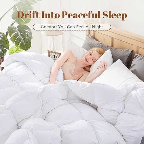 Miniatura 3 de Cosybay Edredón de fibra de plumón de tamaño matrimonial, ultra suave, relleno de edredón 100% algodón, ropa de cama de lujo para todas las