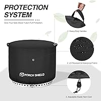 Vista 4 de Porch Shield Cubierta para estufa individual Yukon resistente a la decoloración, cubierta impermeable para hoguera de patio, redonda, de 32