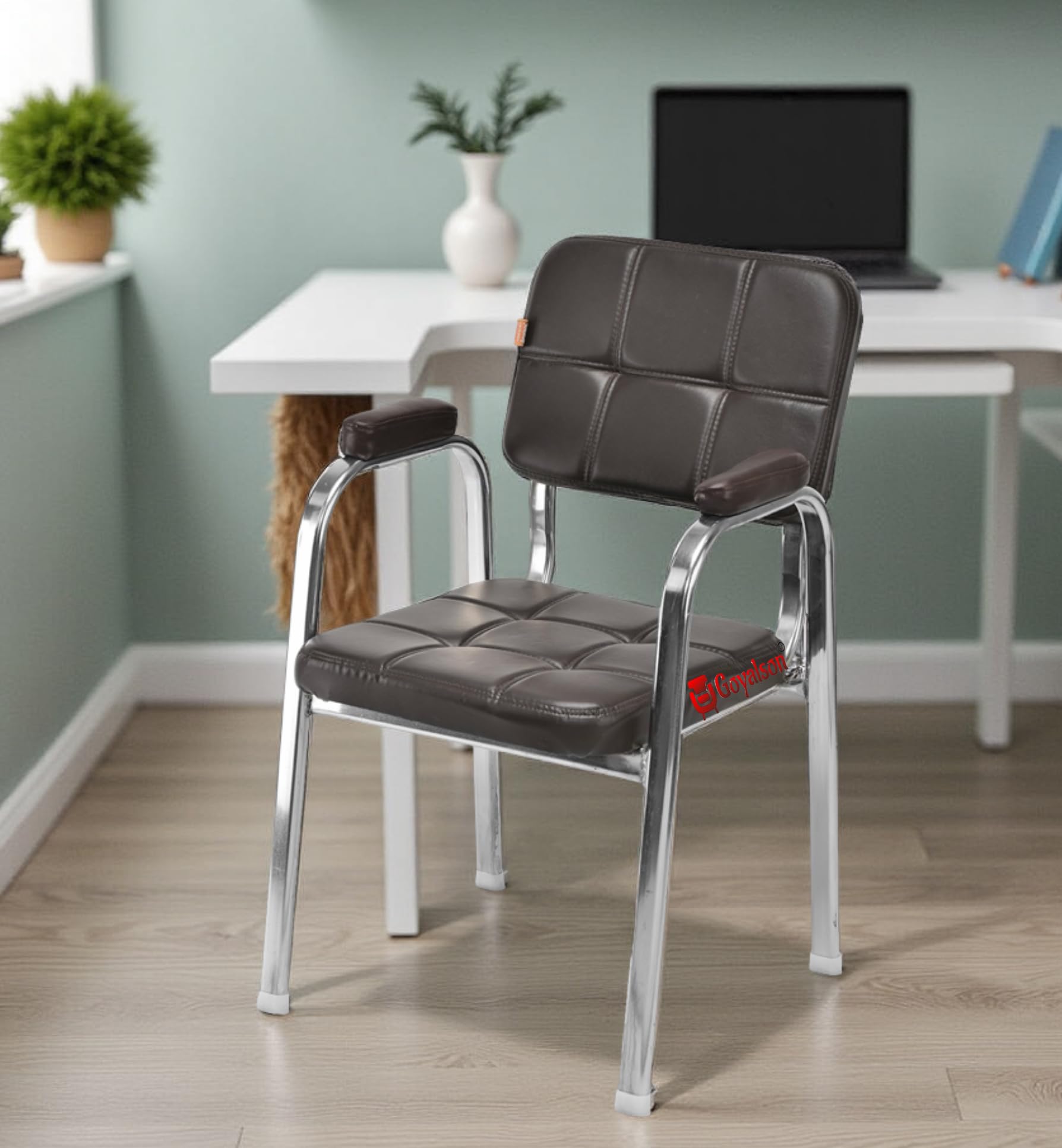 GOYALSON Office Chair Back Support Black Ergonomic Staff Visitor Reading Executive Office Chair for Home Computer Study Chairs (1, Coffee, Heavy 1)