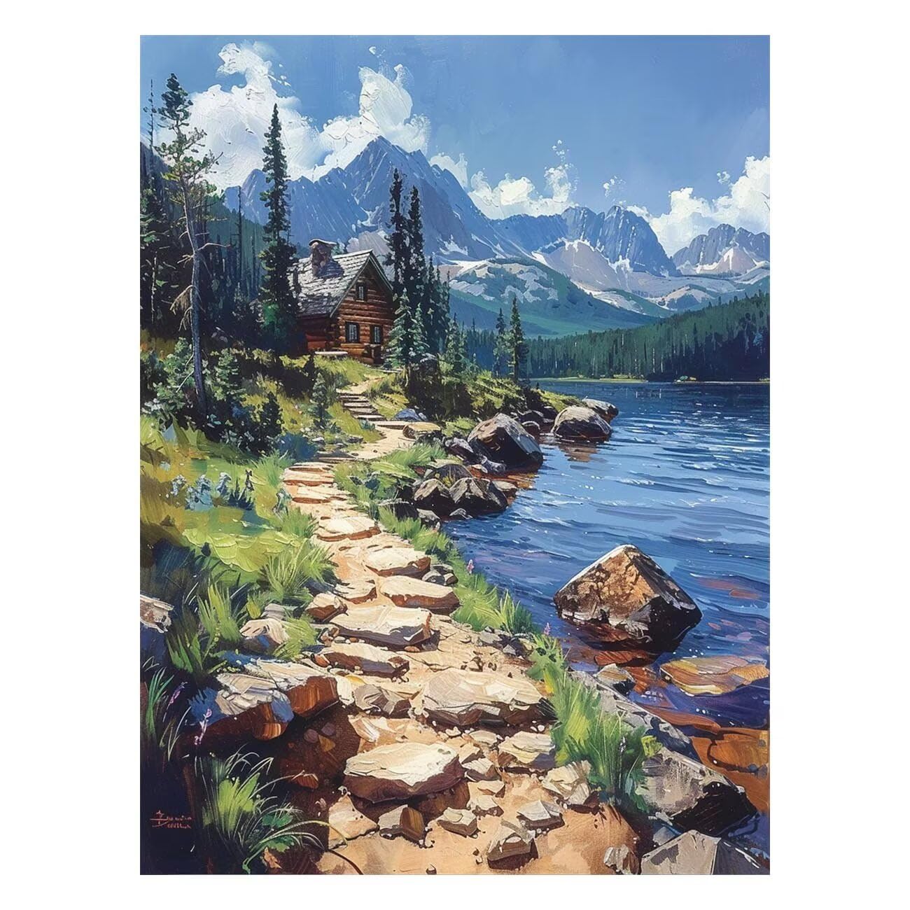 Zestaw do malowania po numerach, dla dorosłych, rzeka, zestaw do majsterkowania z Brushe i zestawem farb akrylowych, płótno do malowania, 102 x 137 cm, płótno artystyczne na jesień, prezenty dla